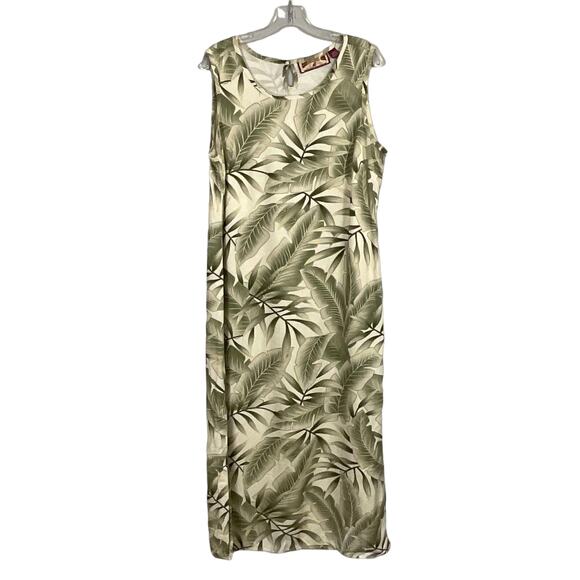 Caribbean Joe Maxi Dress Sheath Column Hawaiian Shirt Jacket Large Fern Tropical - Picture 3 of 15